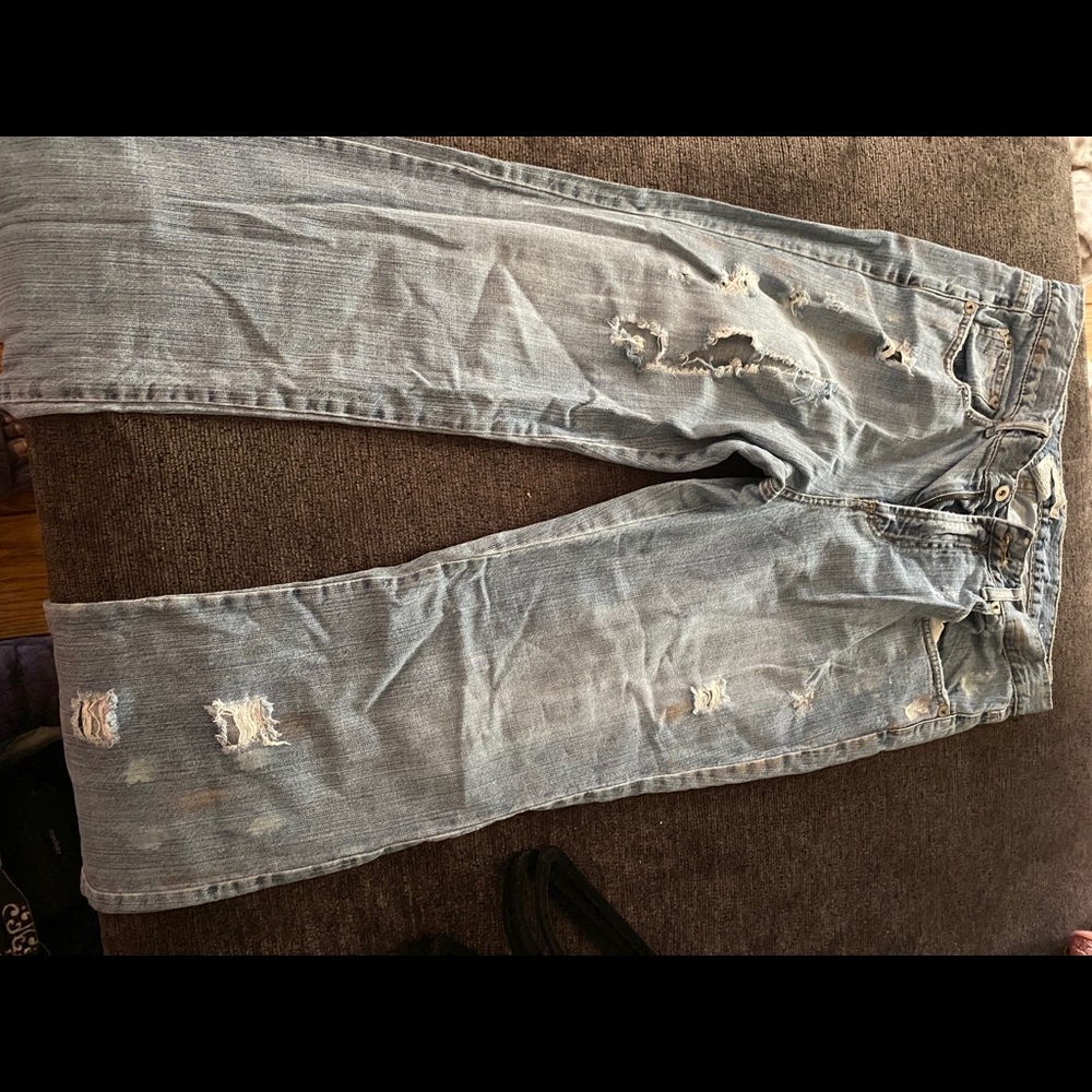 Z. Cavaricci  ripped with pink splotches jeans